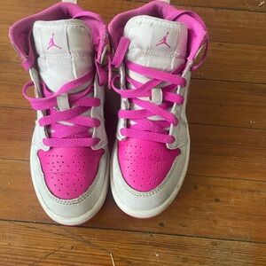 Kids Pink and Gray Nike Sneakers